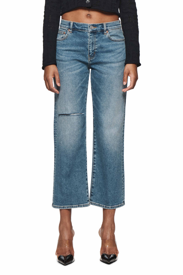 purple brand Slim Crop 80's Mid Indigo