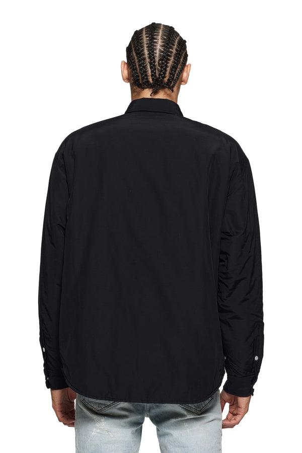 Purple Brand Snap Front Shirt Jacket Black