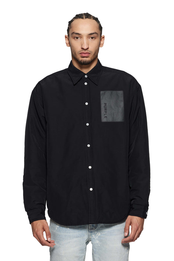 purple brand Snap Front Shirt Jacket Black