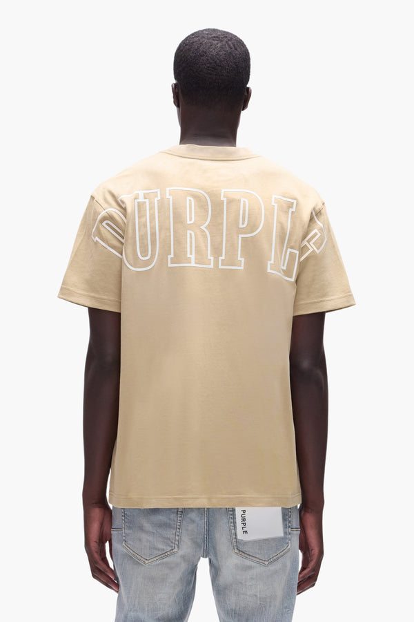 Purple Brand Spell Out Tee Beige