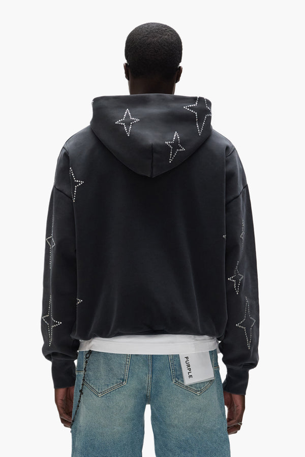 Purple Brand Stacked Crystal Stars Hoodie Black