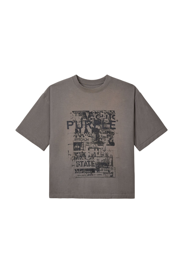 Purple Brand Stacked Tee Gray