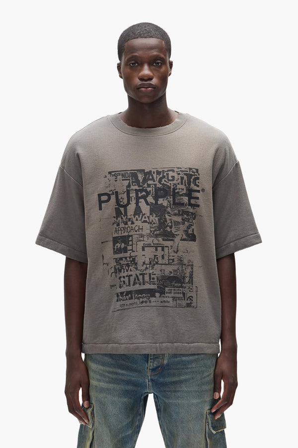 purple brand Stacked Tee Gray