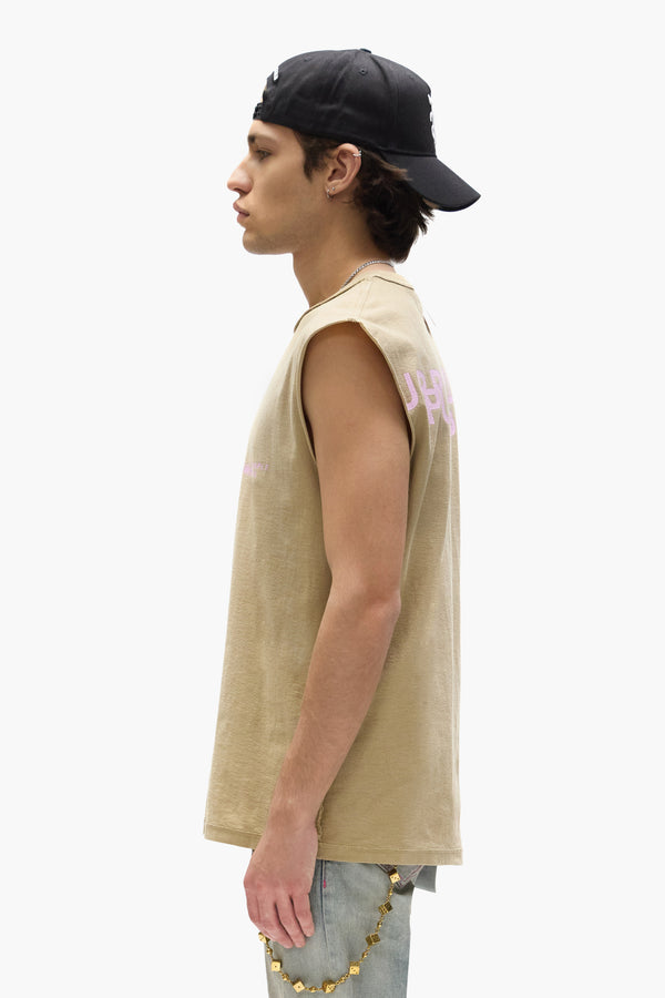 Purple Brand Stamped Wordmark Tank Top Beige