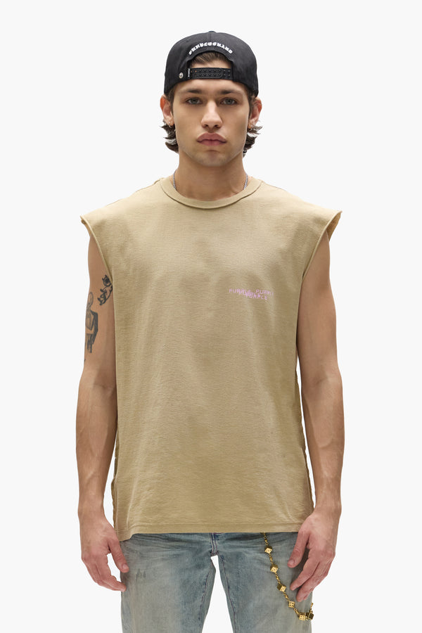 purple brand Stamped Wordmark Tank Top Beige