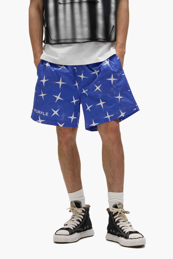 Purple Brand Star Swim Shorts Blue