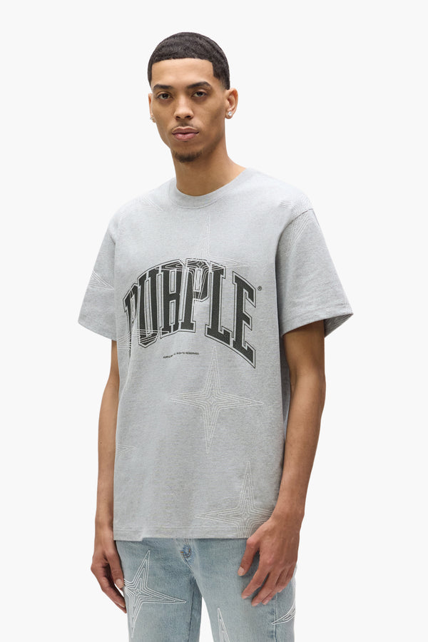 Purple Brand Stitched Stars Tee Gray
