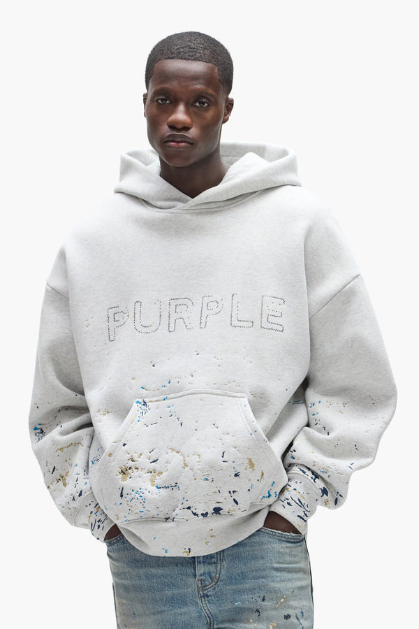 Purple Brand Studded Camo Hoodie Gray
