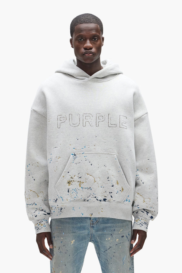purple brand Studded Camo Hoodie Gray