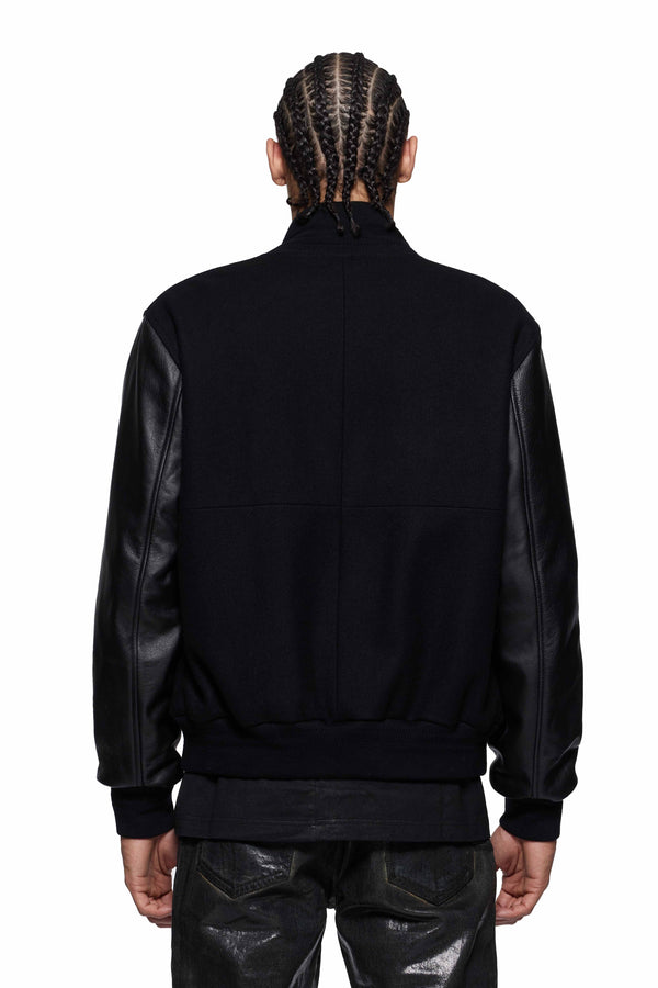 Purple Brand Studded Gothic P Bomber Jacket Black