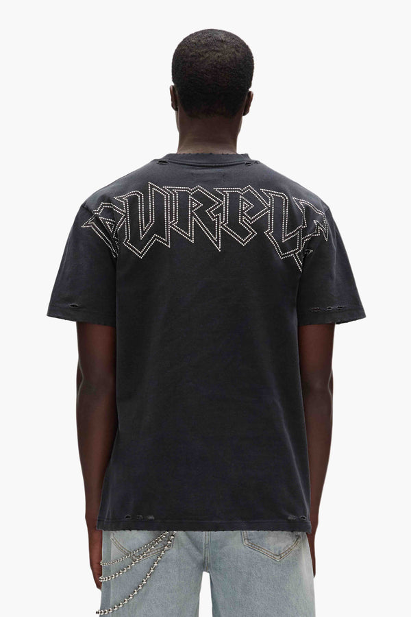 Purple Brand Studded Metal Tee Black