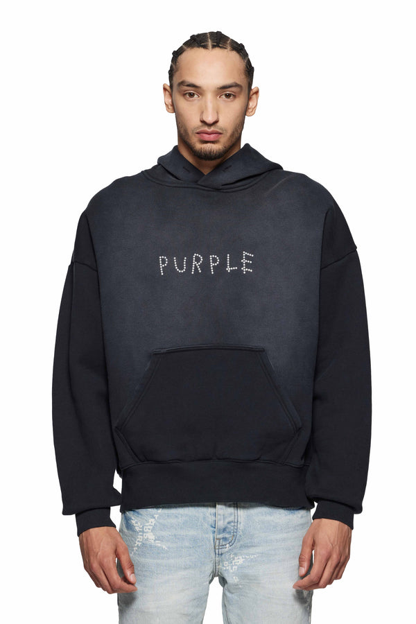 purple brand Studded Scratch Hoodie Black