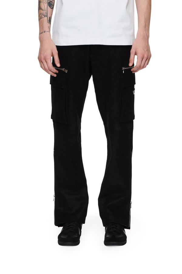 purple brand Suede Zip Cargo Pant Black