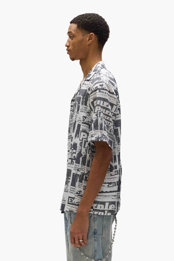 Purple Brand Tabloid Camp Shirt Grey & White
