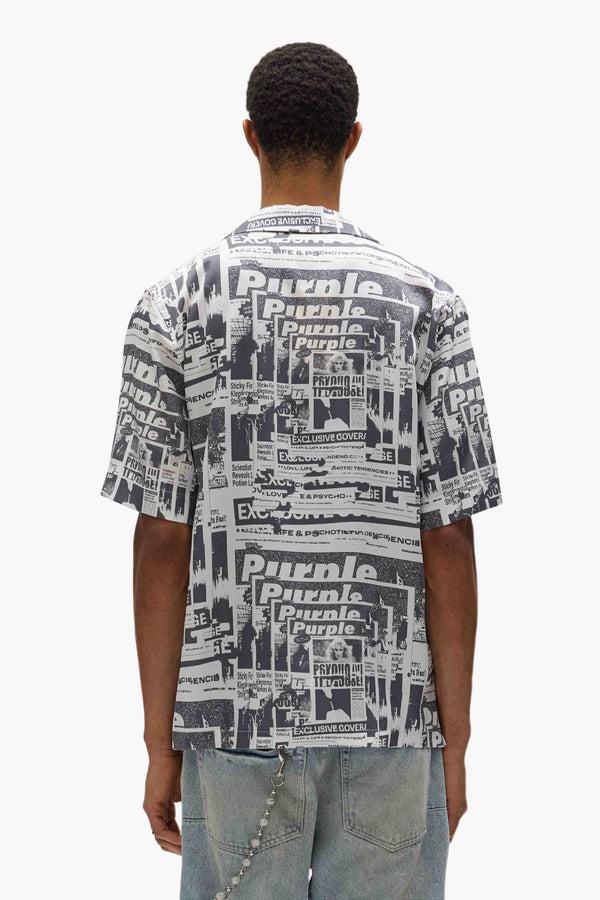 Purple Brand Tabloid Camp Shirt Grey & White