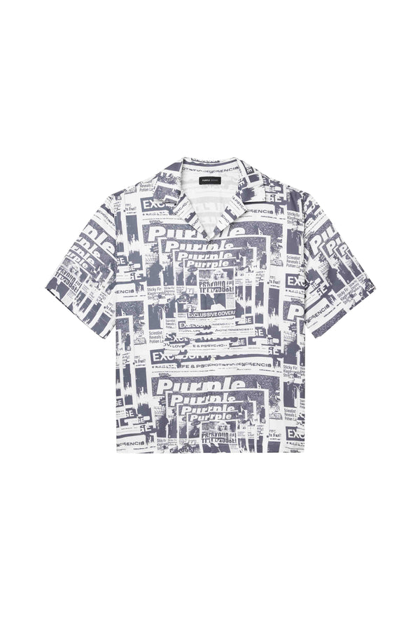 Purple Brand Tabloid Camp Shirt Grey & White