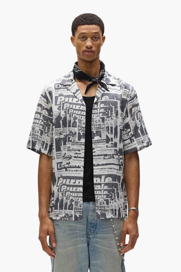 purple brand Tabloid Camp Shirt Grey & White