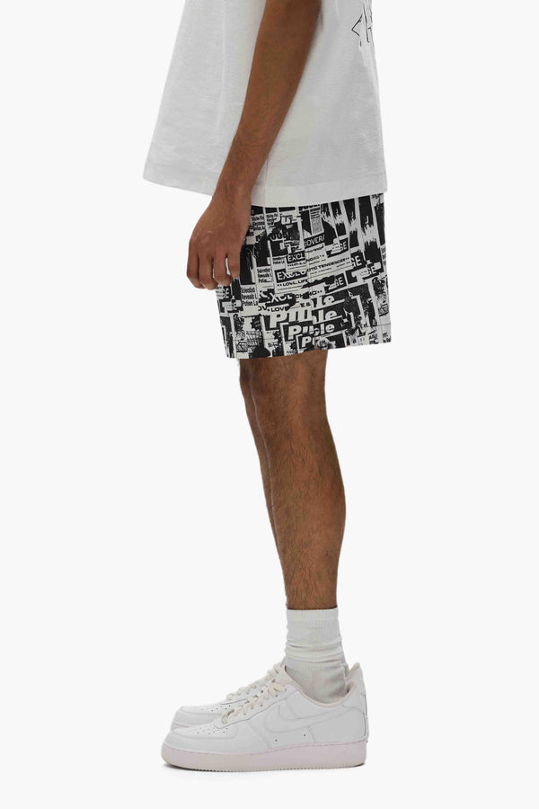 Purple Brand Tabloid Swim Shorts Black & White