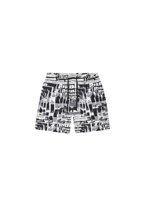 Purple Brand Tabloid Swim Shorts Black & White