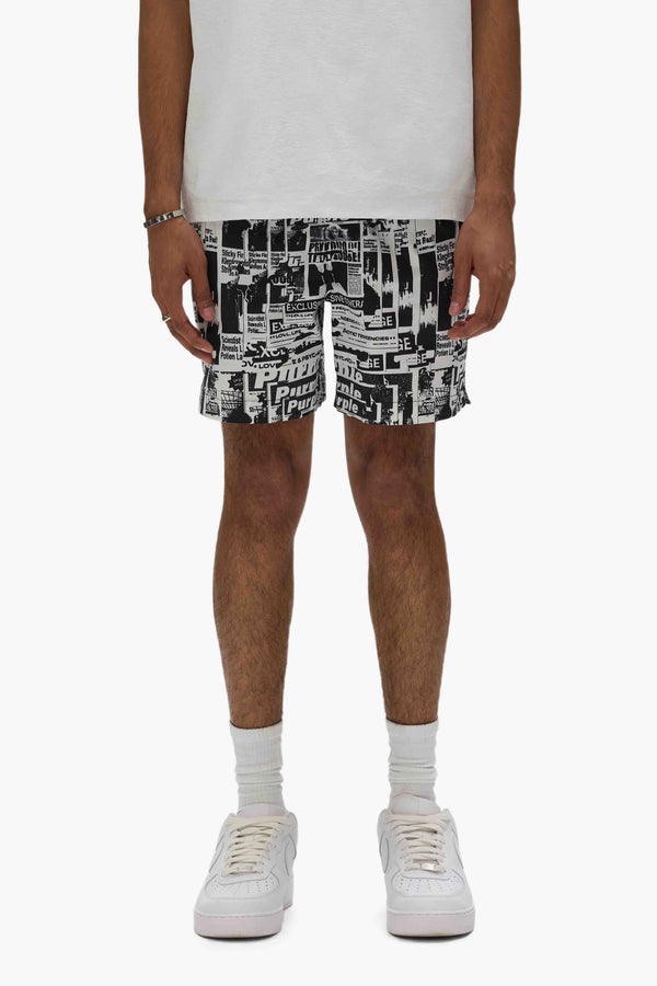 purple brand Tabloid Swim Shorts Black & White