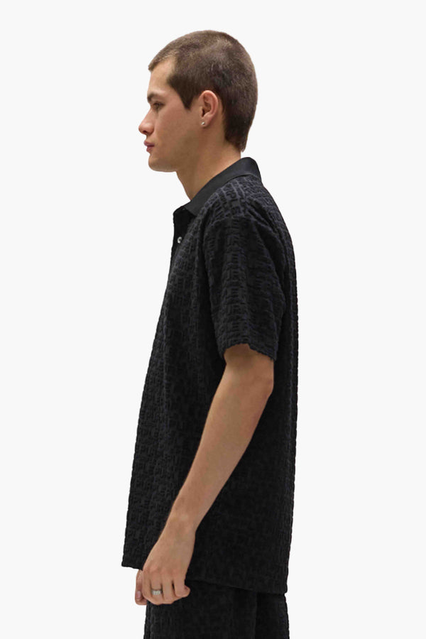 Purple Brand Terry Jacquard Polo Black