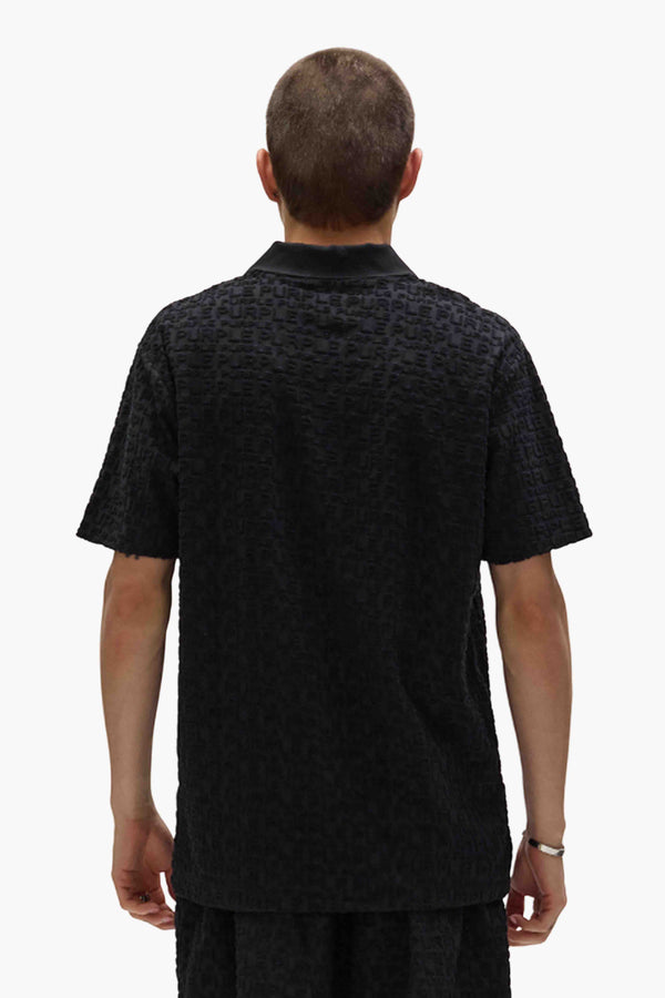 Purple Brand Terry Jacquard Polo Black