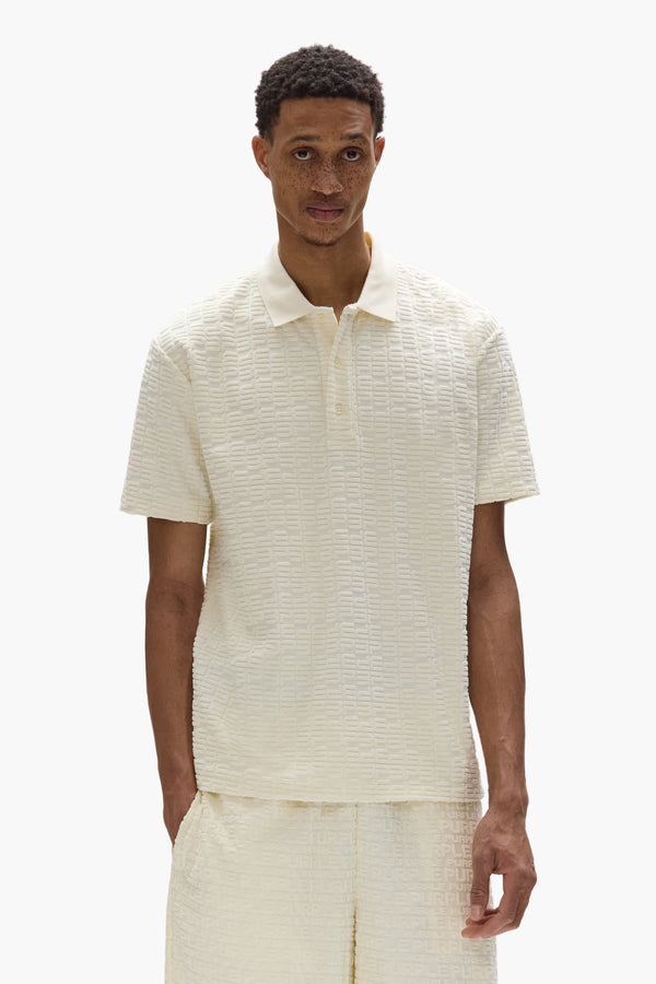 Purple Brand Terry Logo Polo Off White