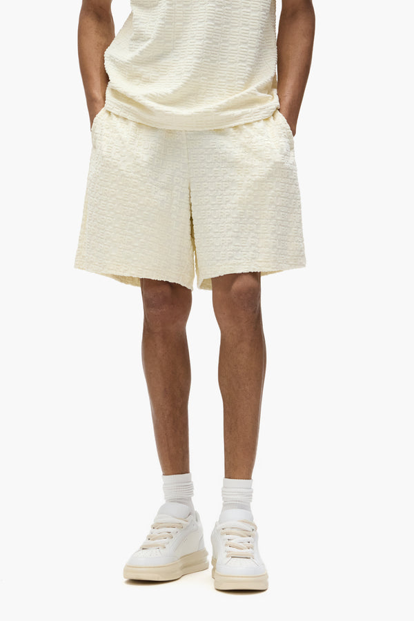Purple Brand Terry Logo Shorts Off White
