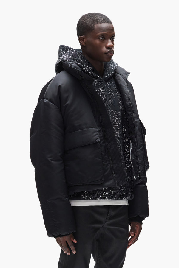 Purple Brand Twill Puffer Jacket Black