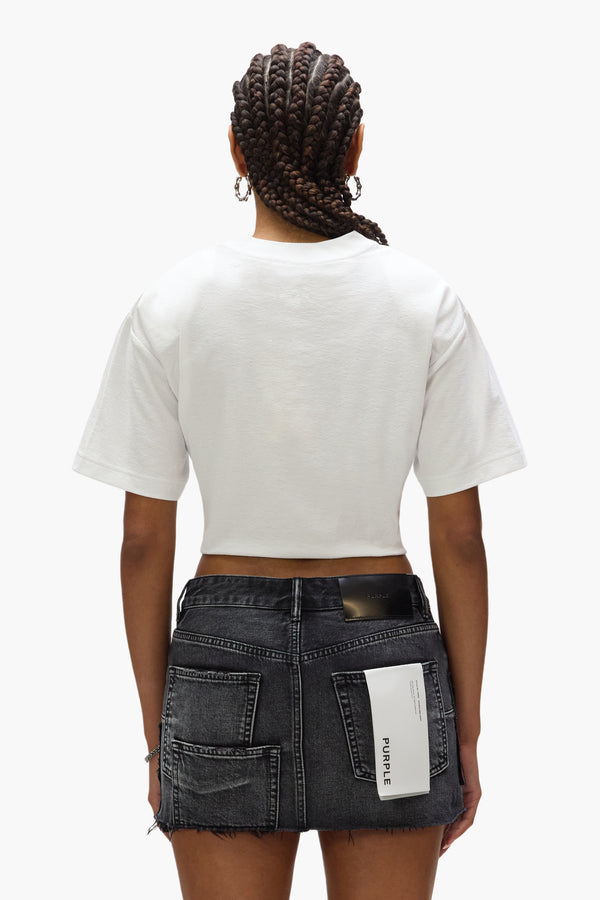 Purple Brand Varsity Cropped Tee Light Indigo