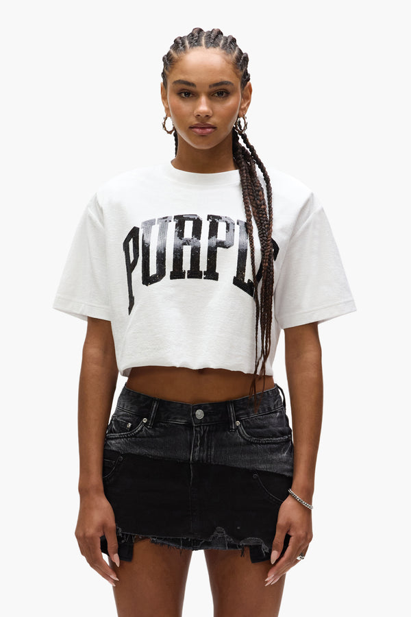 purple brand Varsity Cropped Tee Light Indigo