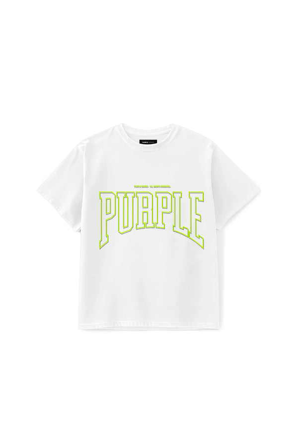 purple brand Varsity Tee White
