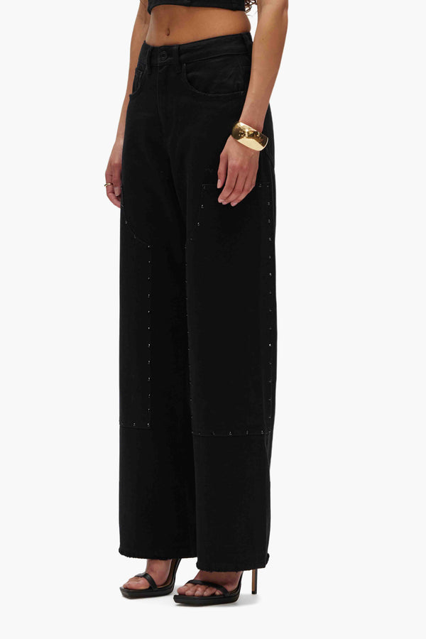 Purple Brand Wide Carpenter Rhinstone Black