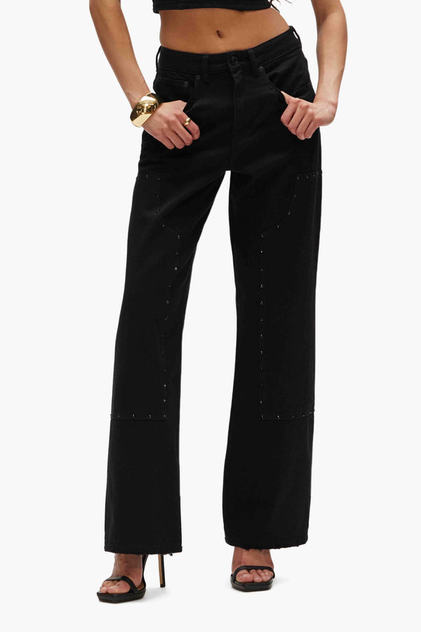 Purple Brand Wide Carpenter Rhinstone Black