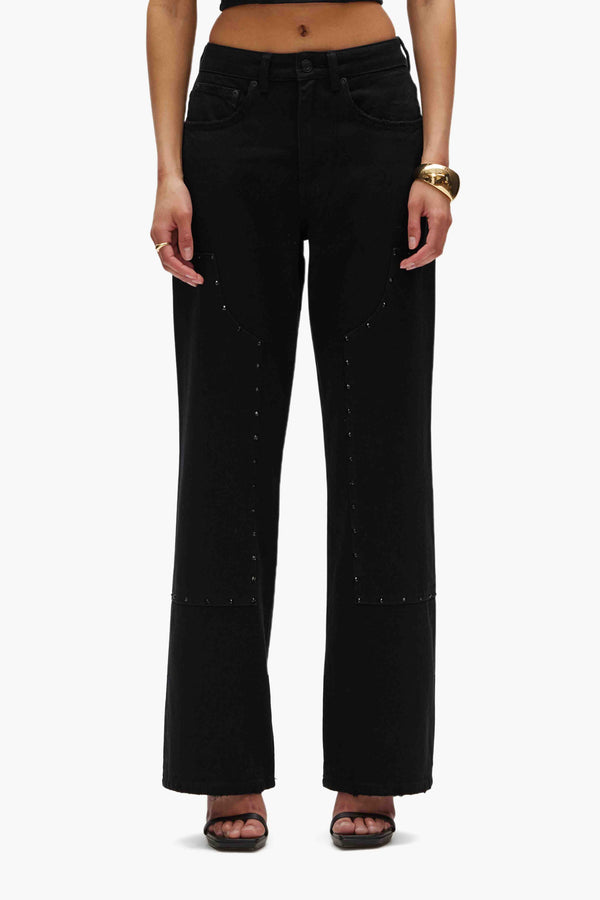 purple brand Wide Carpenter Rhinstone Black