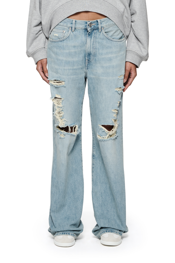 purple brand Wide Destroyed Light Indigo