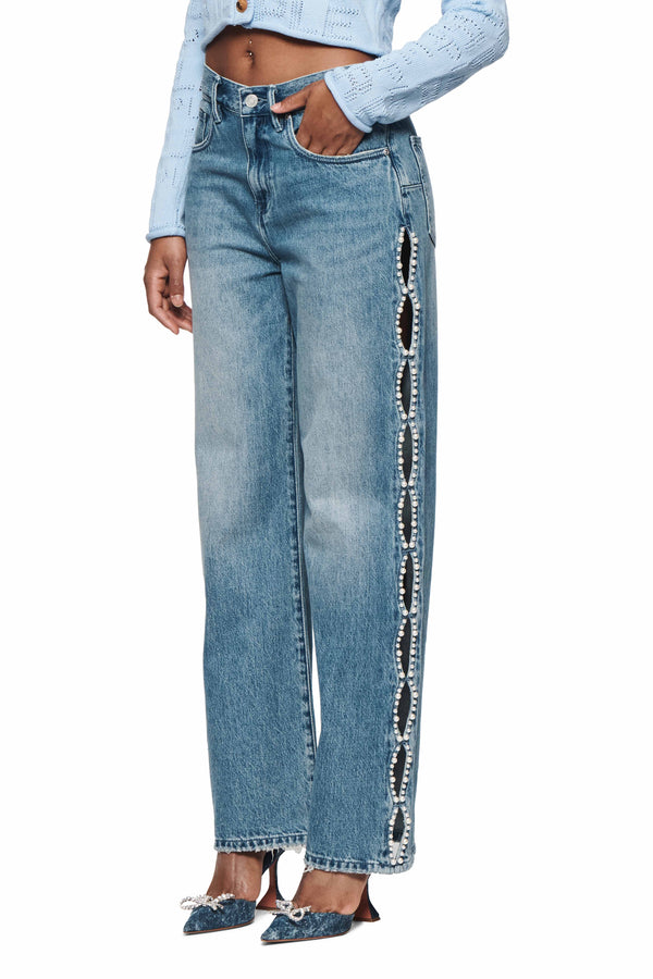 Purple Brand Wide Side Cut Out Pearly Mid Indigo