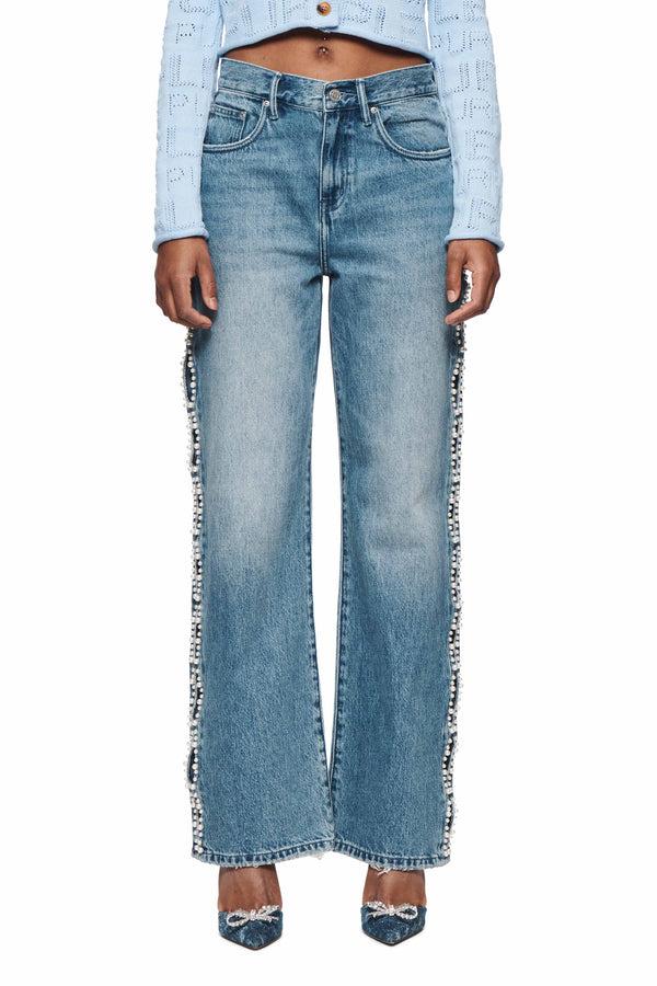 purple brand Wide Side Cut Out Pearly Mid Indigo