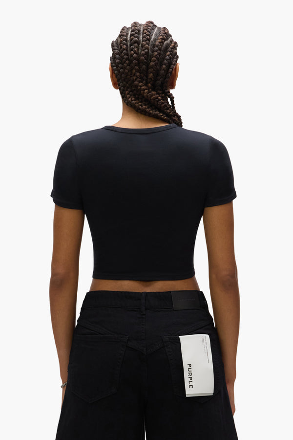 Purple Brand Wordmark Baby Tee Black