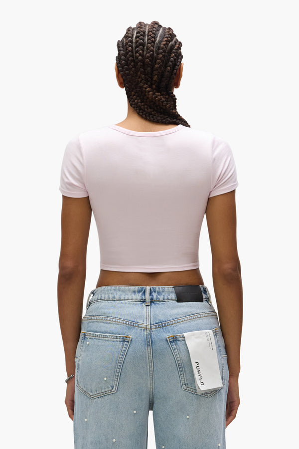 Purple Brand Wordmark Baby Tee Pink