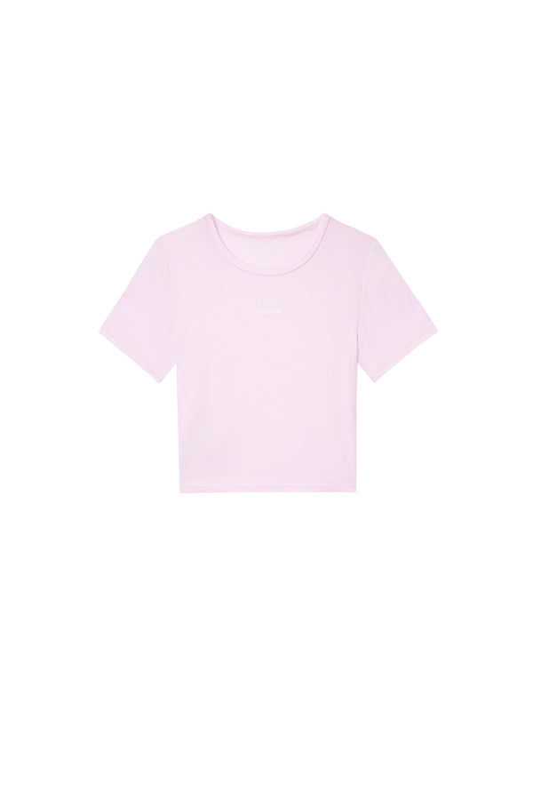 Purple Brand Wordmark Baby Tee Pink