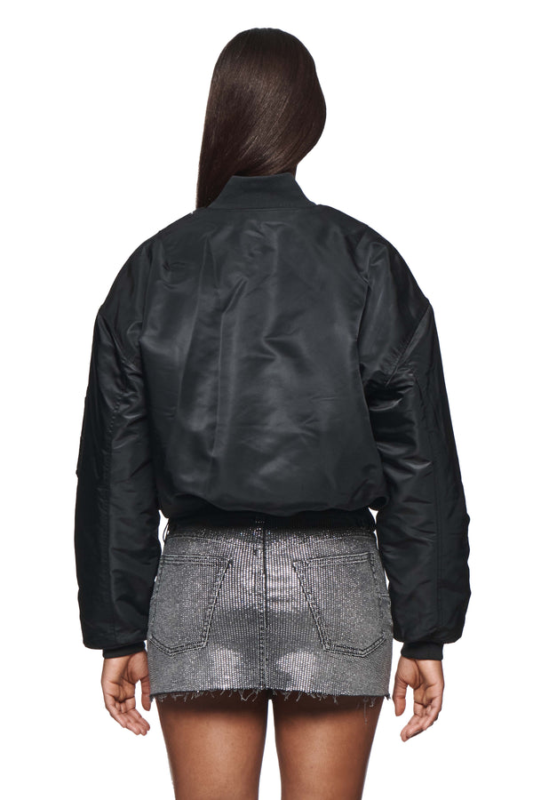 Purple Brand Wordmark Bomber Jacket Black