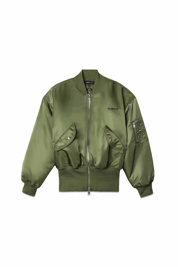 Purple Brand Wordmark Bomber Jacket Green