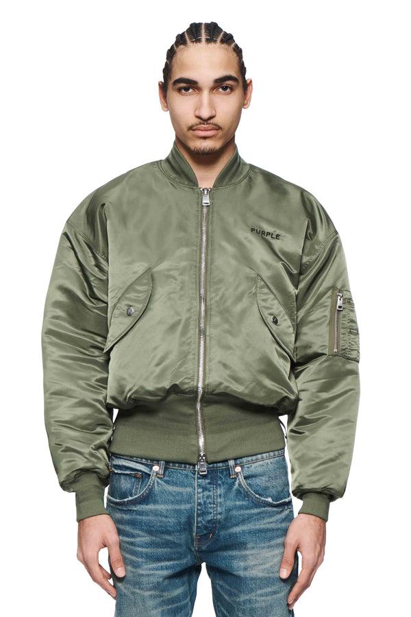 purple brand Wordmark Bomber Jacket Green