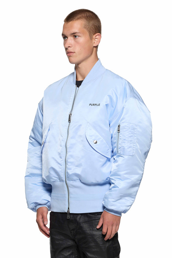 Purple Brand Wordmark Bomber Jacket Light Blue