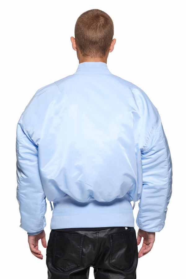 Purple Brand Wordmark Bomber Jacket Light Blue