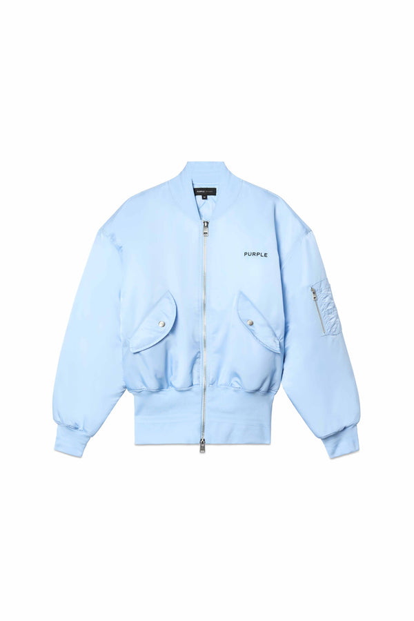 Purple Brand Wordmark Bomber Jacket Light Blue