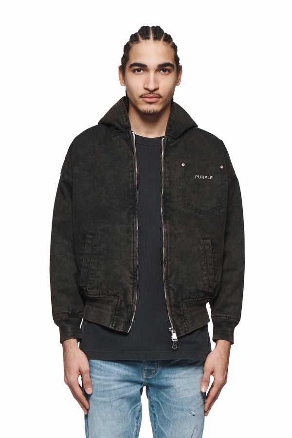 purple brand Wordmark Canvas Hoodie Black