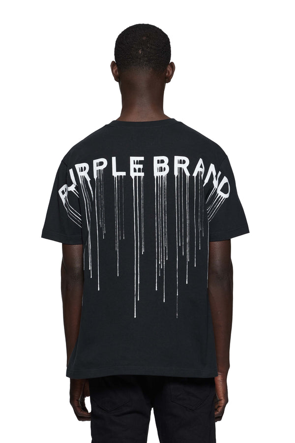 Purple Brand Wordmark Drip Tee Black
