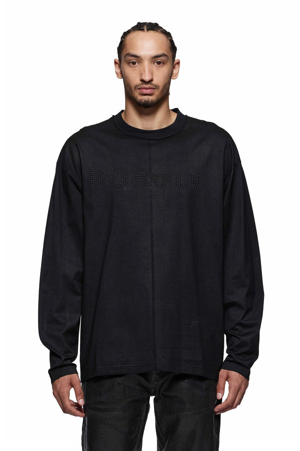 purple brand Wordmark Long Sleeve Tee Black